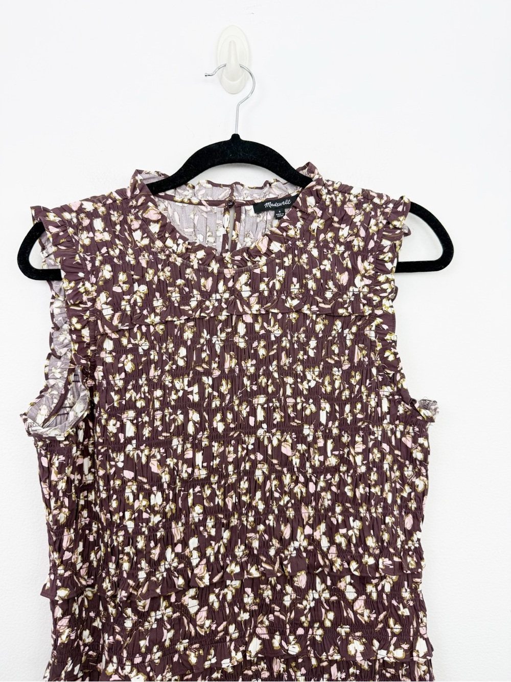 Madewell Smocked Sleeveless Midi Dress Carissa Print Size 6 - Picture 3 of 9